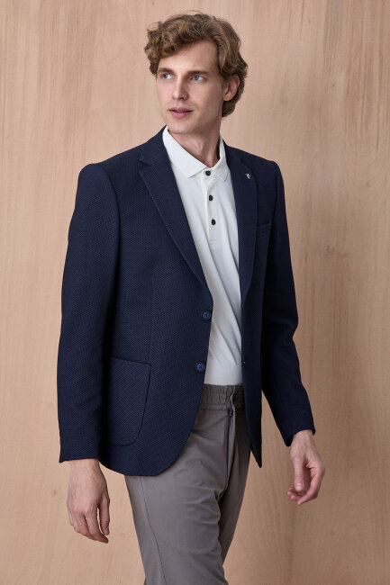 Lacivert Blazer Ceket - 4