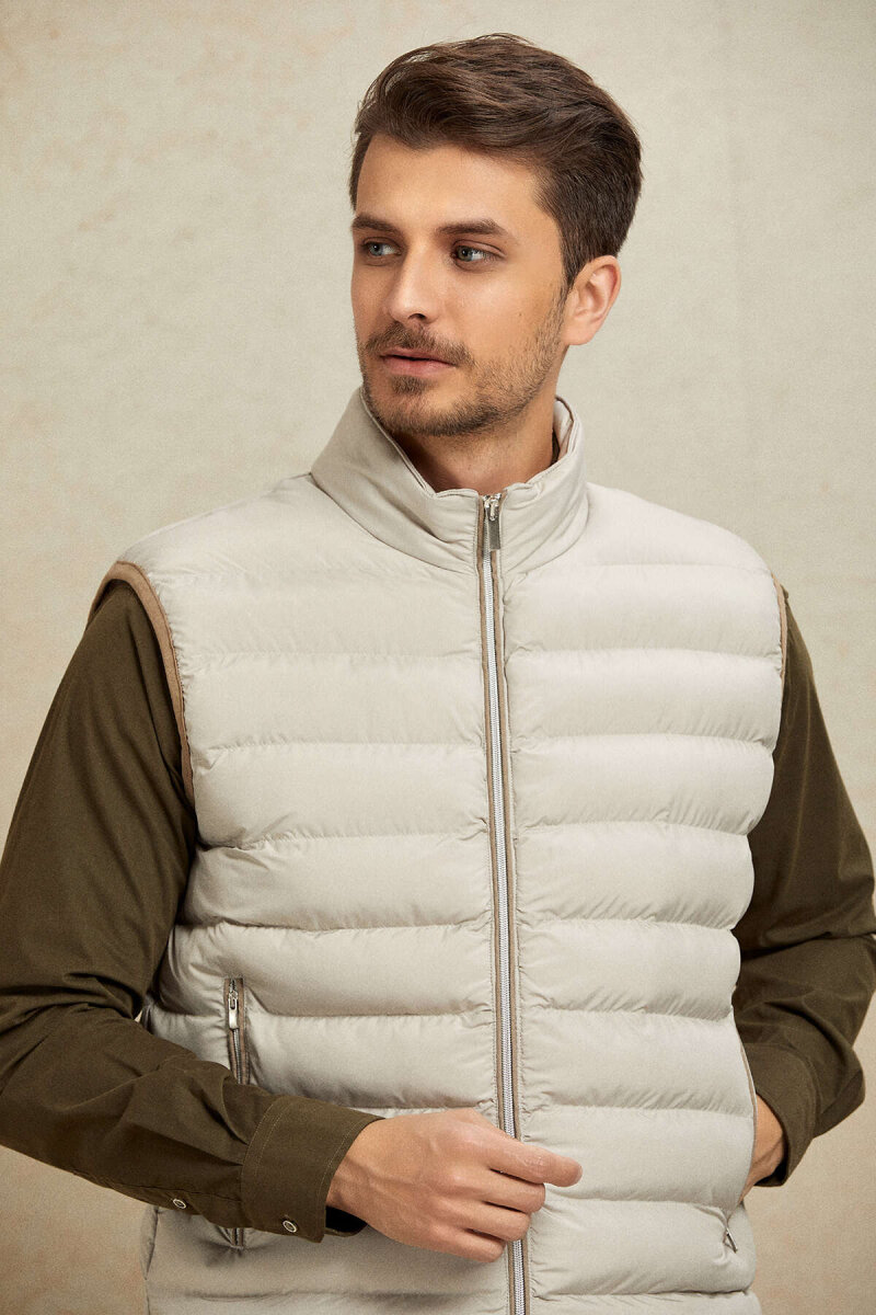 Beige Puffer Vest - 1
