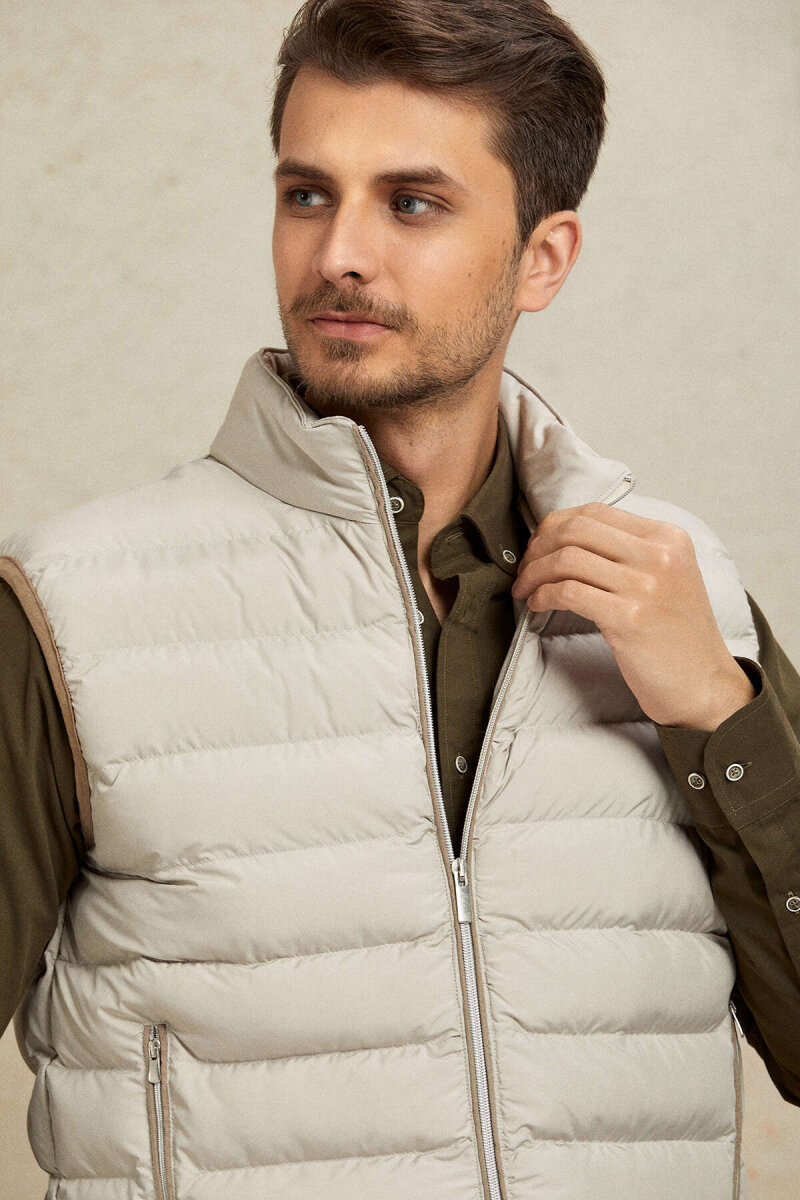 Beige Puffer Vest - 2