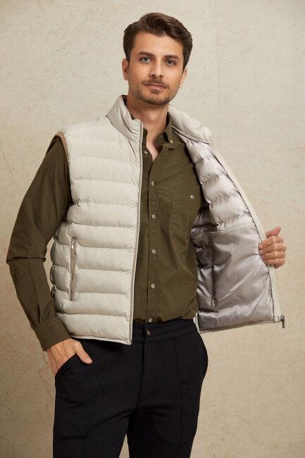 Beige Puffer Vest - 3
