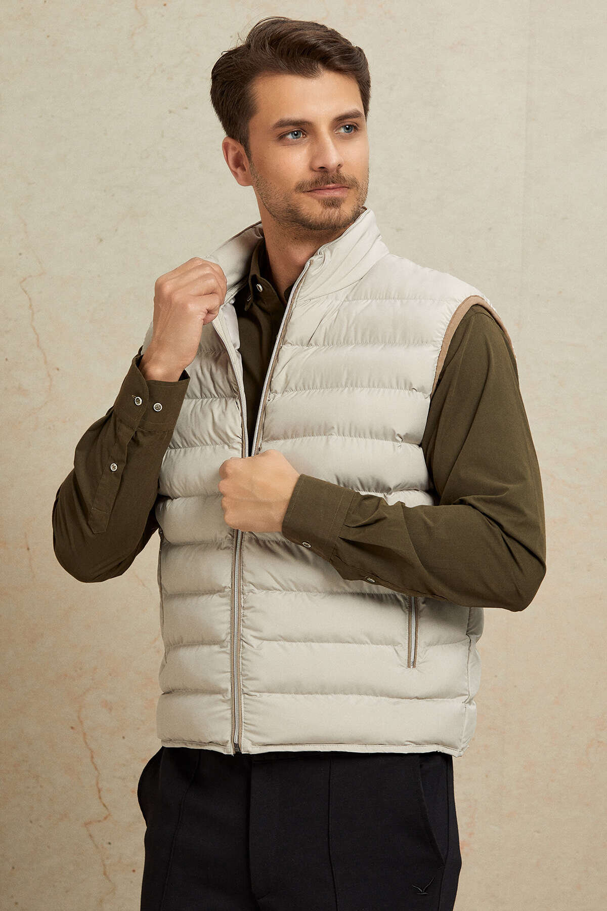 Beige Puffer Vest - 4