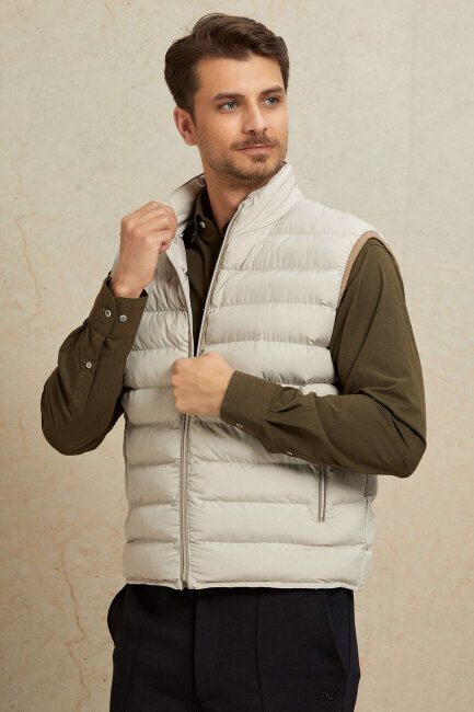 Beige Puffer Vest - 4