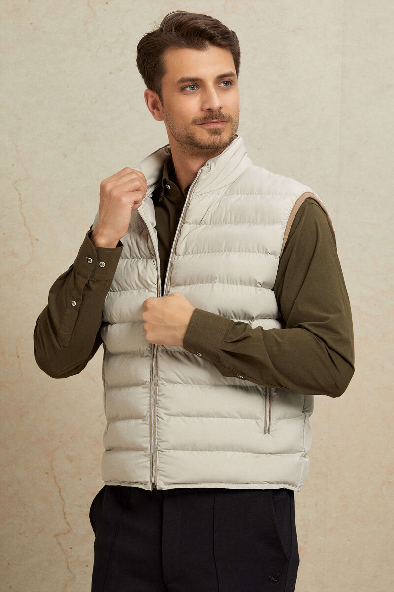 Beige Puffer Vest - 4