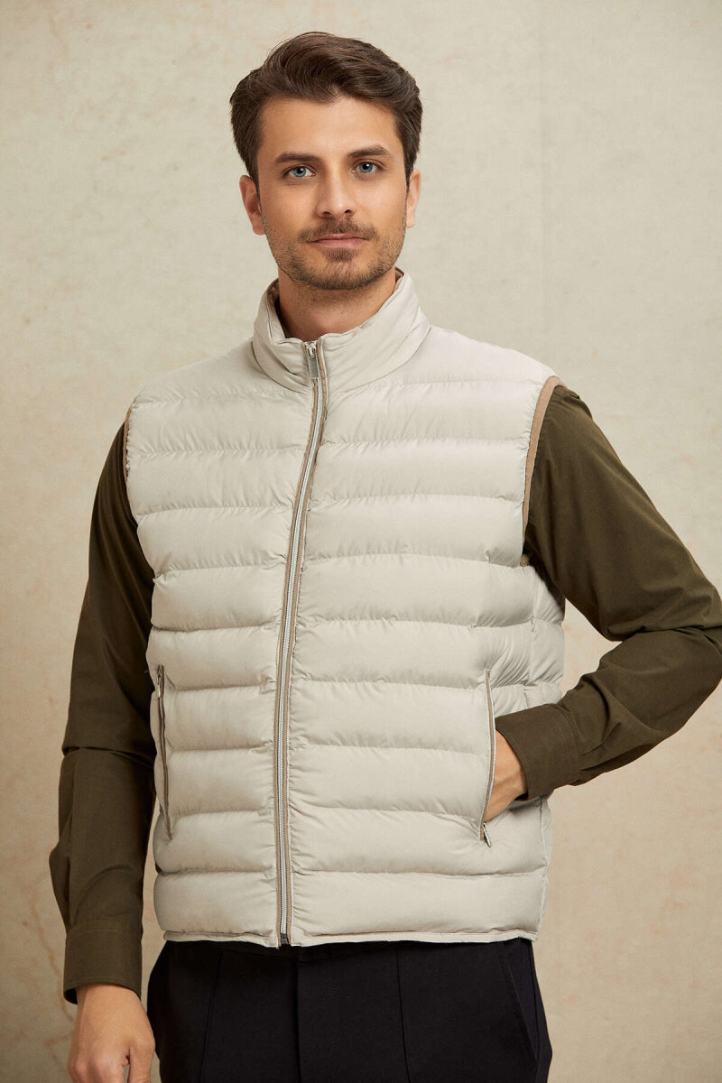 Beige Puffer Vest - 5