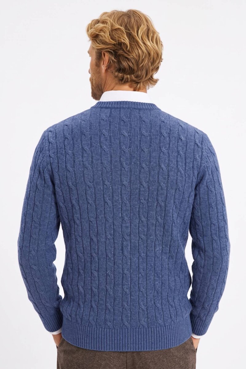 Indigo 100% Cotton Crew Neck Sweater - 4