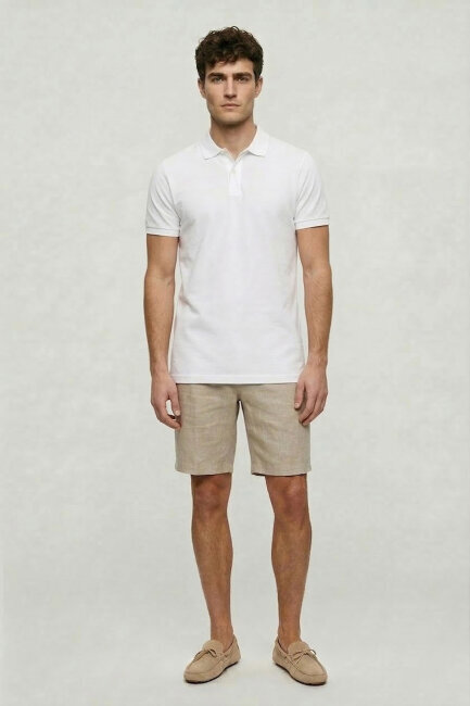 Bej Bermuda Şort - 2