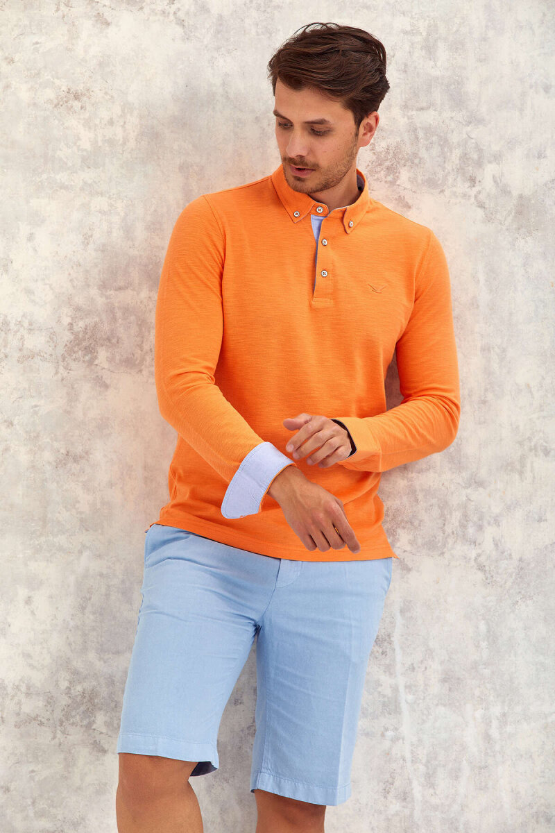 Orange 100% Cotton Long-Sleeve T-shirt (1)