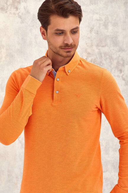 Orange 100% Cotton Long-Sleeve T-shirt - 3