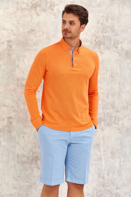 Orange 100% Cotton Long-Sleeve T-shirt - 4