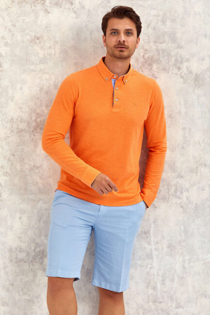 Orange 100% Cotton Long-Sleeve T-shirt - 5