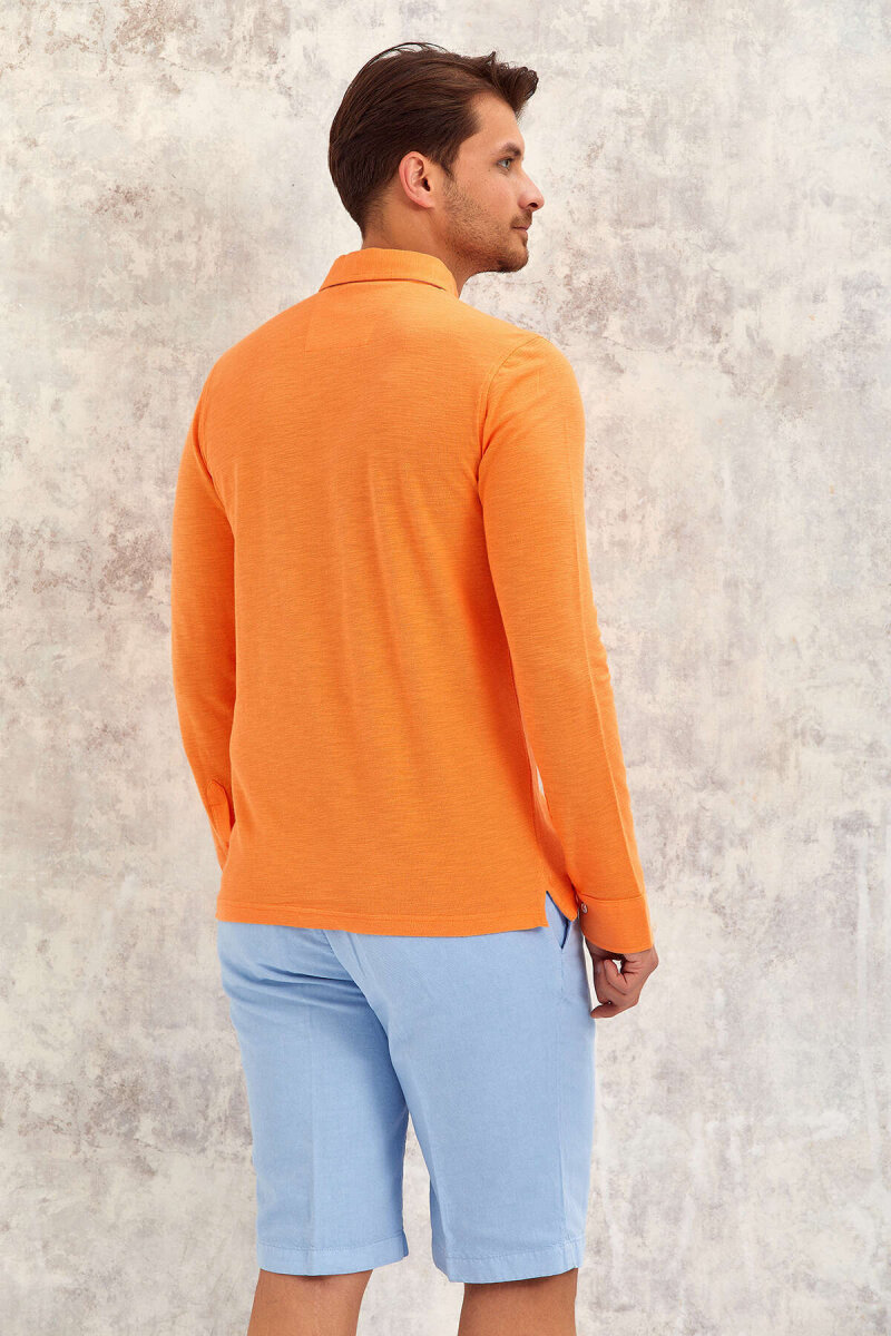 Orange 100% Cotton Long-Sleeve T-shirt - 7