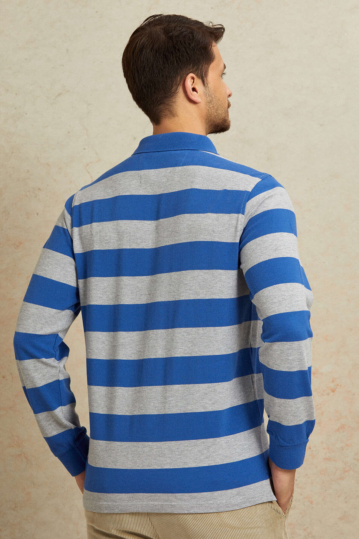 Gri - Sax %100 Pamuk Polo Sweatshirt - 6