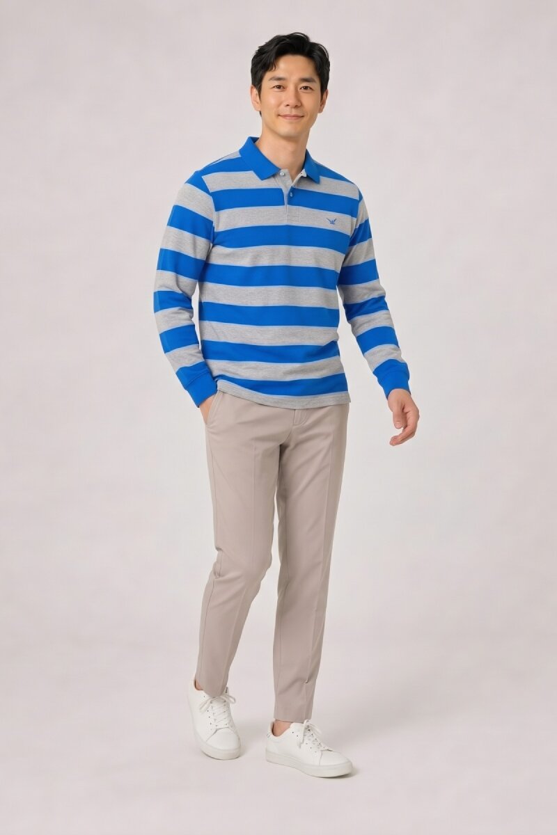 Gri - Sax %100 Pamuk Polo Sweatshirt - 3