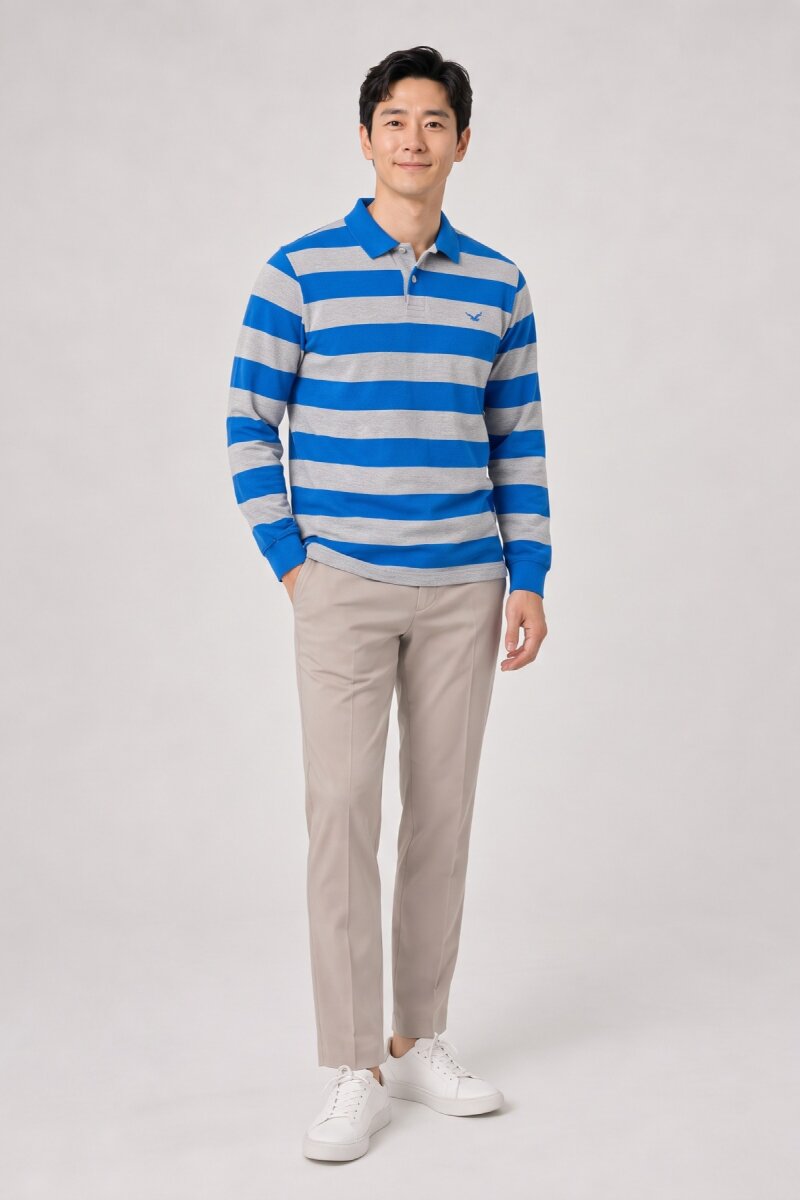 Gri - Sax %100 Pamuk Polo Sweatshirt - 2