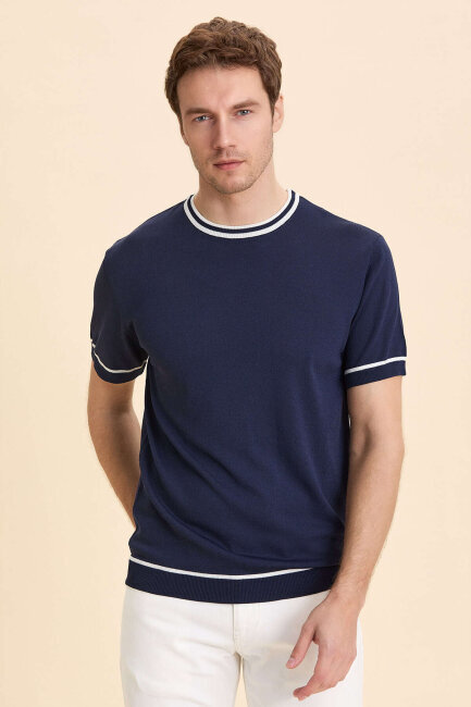 Lacivert Bisiklet Yaka Kazak - 2