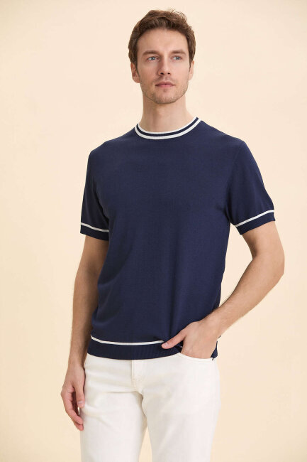 Lacivert Bisiklet Yaka Kazak - 4