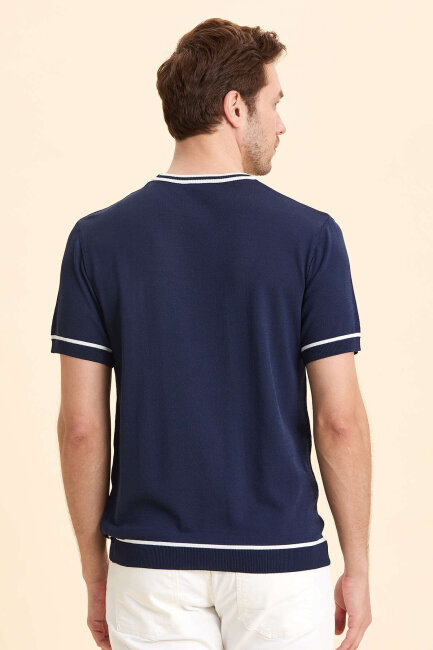 Lacivert Bisiklet Yaka Kazak - 5