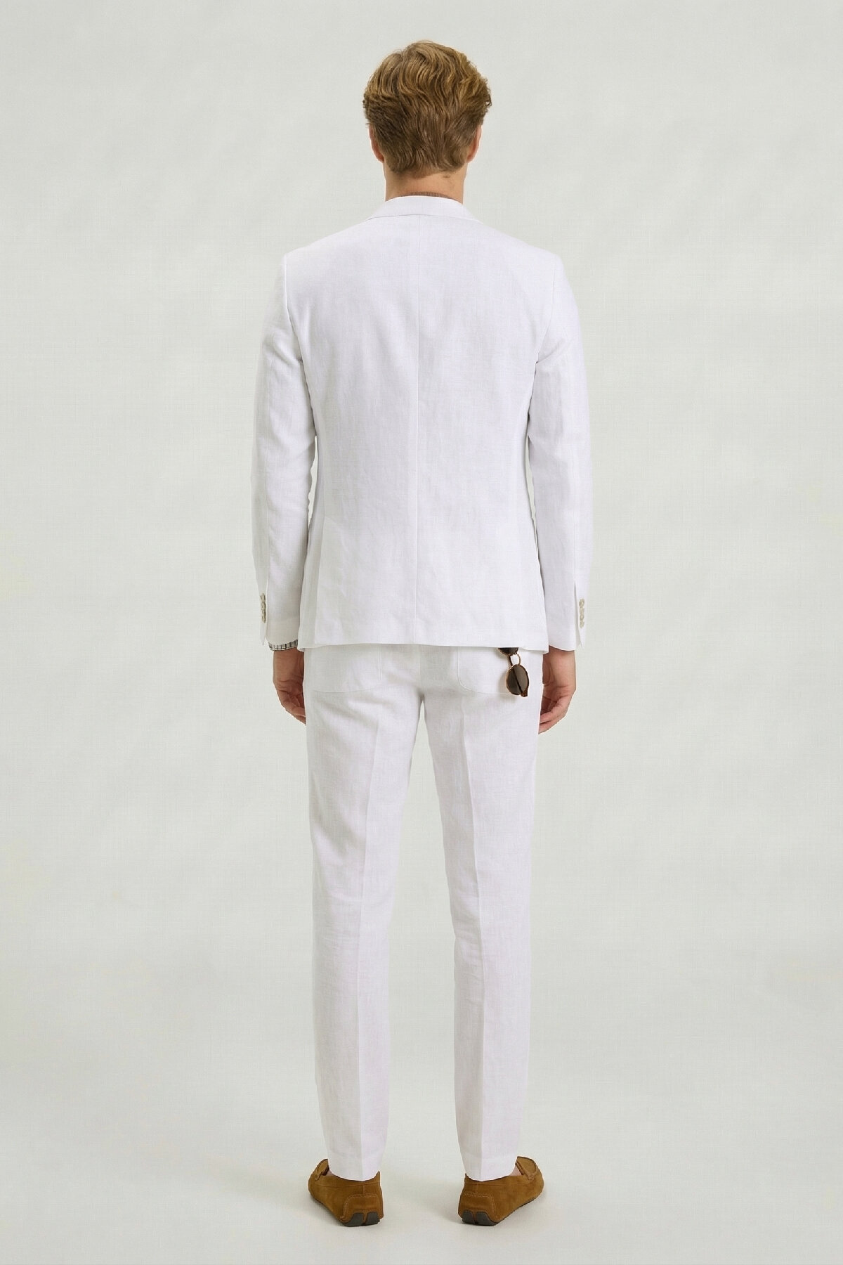 Beyaz %100 Keten Ceket - 6