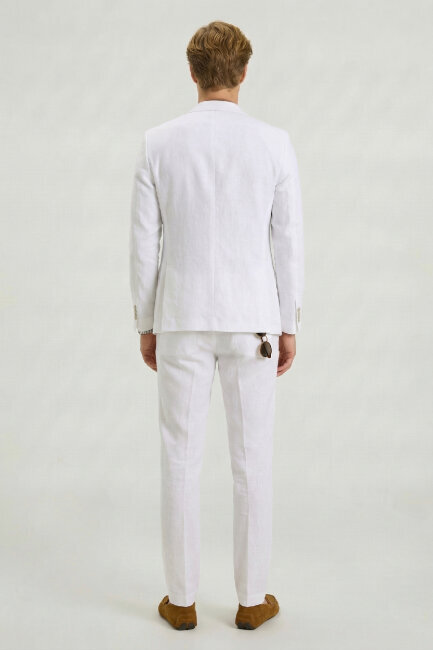 Beyaz %100 Keten Ceket - 6