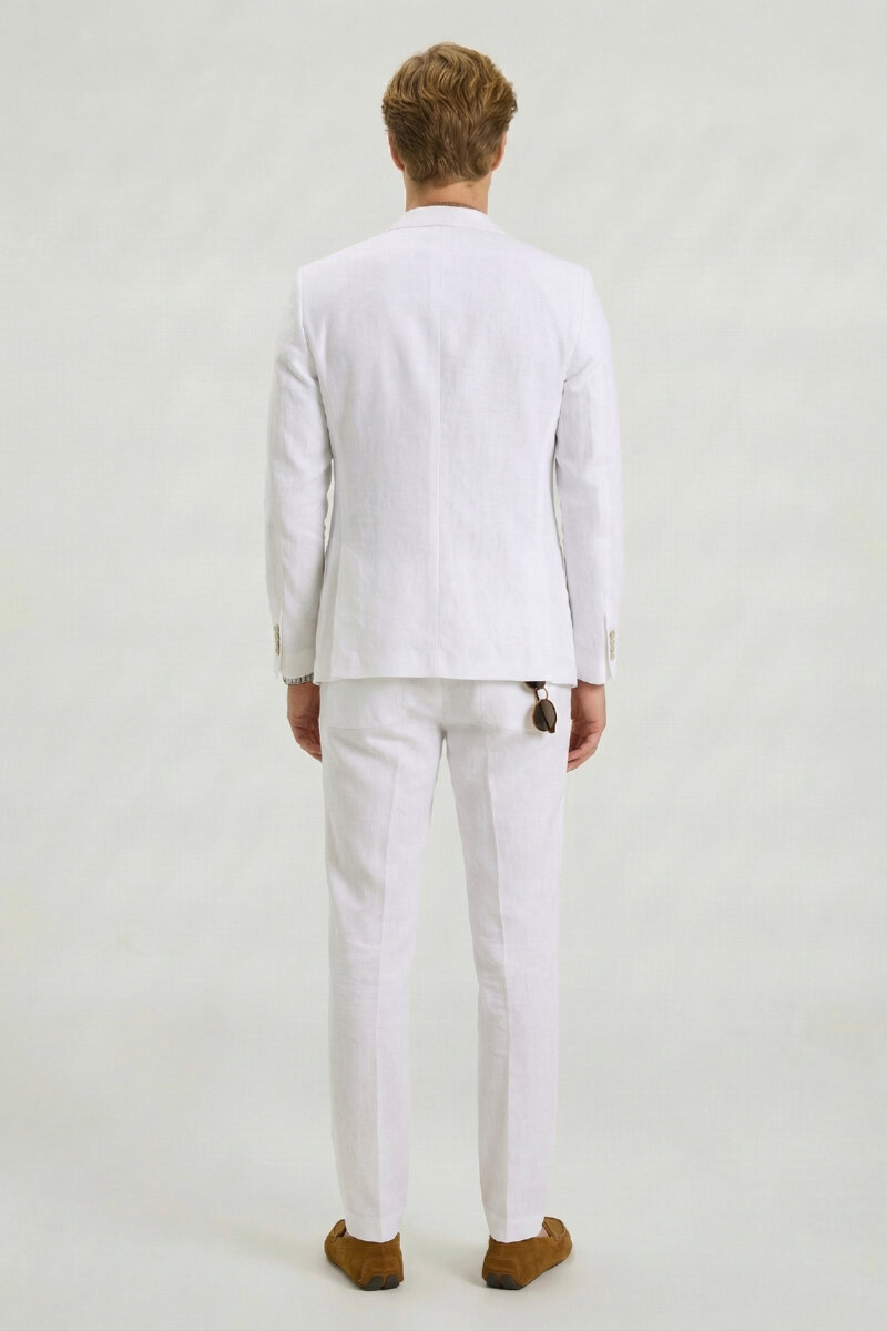 Beyaz %100 Keten Ceket - 6