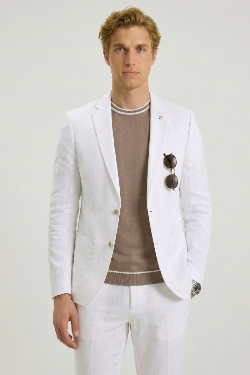White 100% Linen Jacket