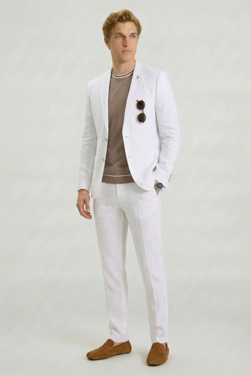 White 100% Linen Jacket (1)
