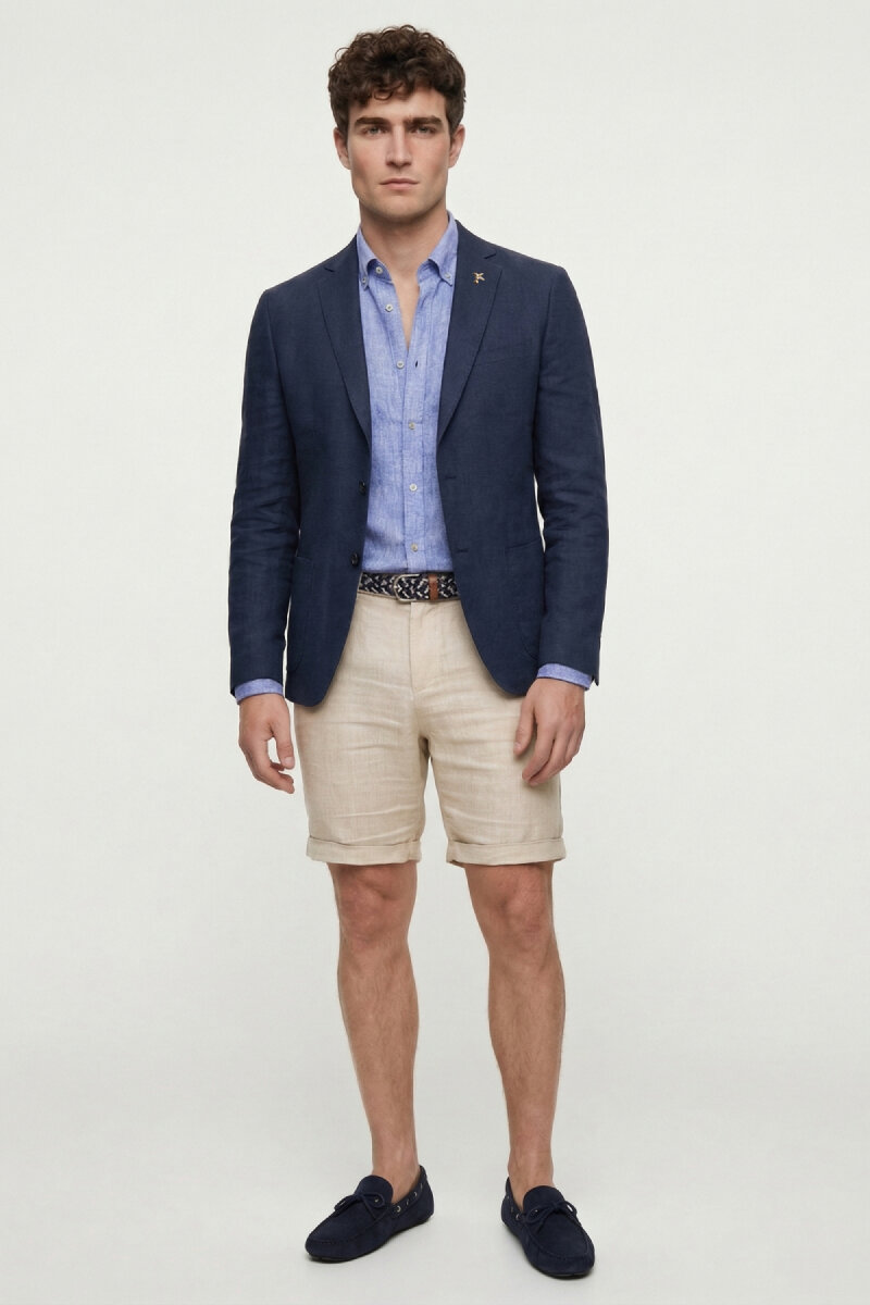 Navy Blue 100% Linen Jacket (1)