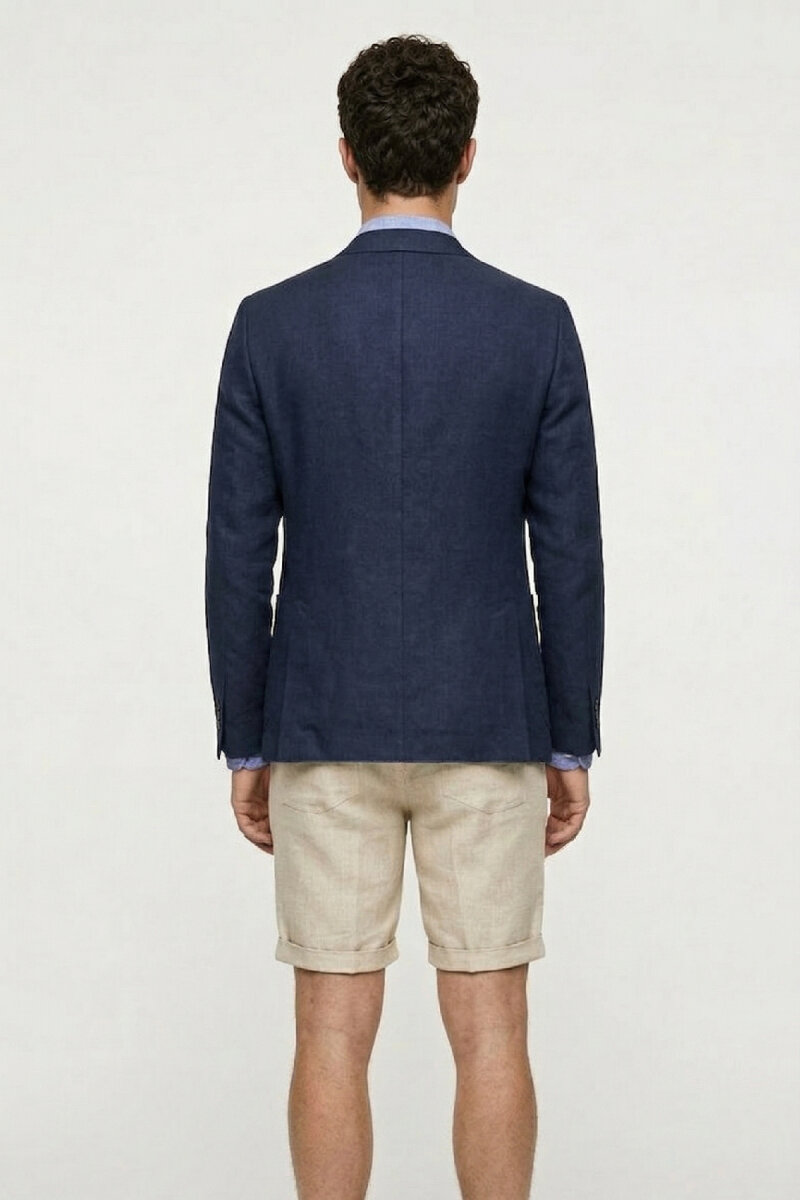 Lacivert %100 Keten Ceket - 6