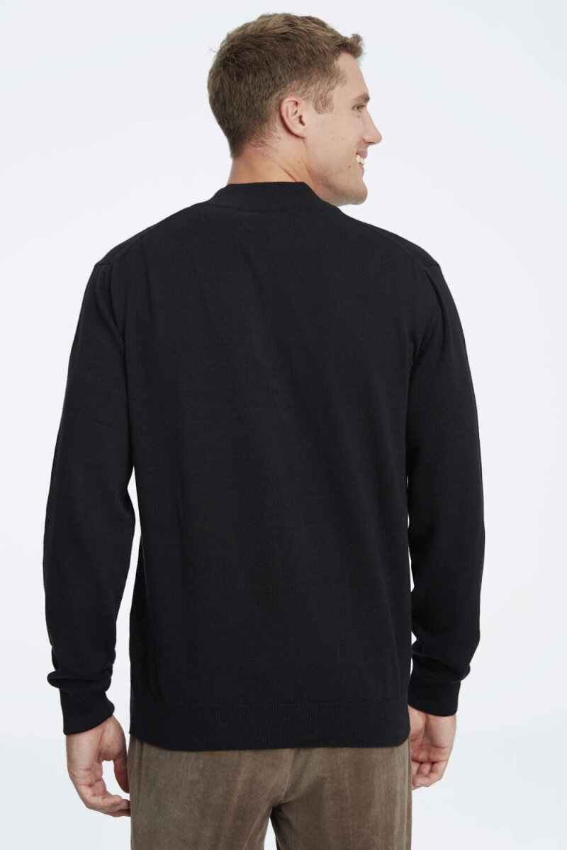 Black 100% Cotton Short Zip Sweater - 4