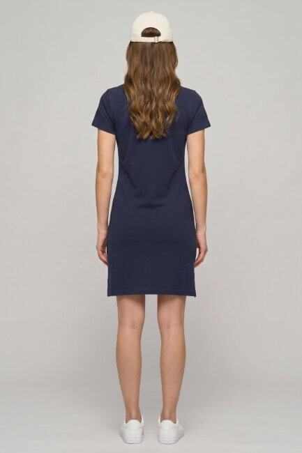 Lacivert %100 Pamuk Polo Elbise - 5