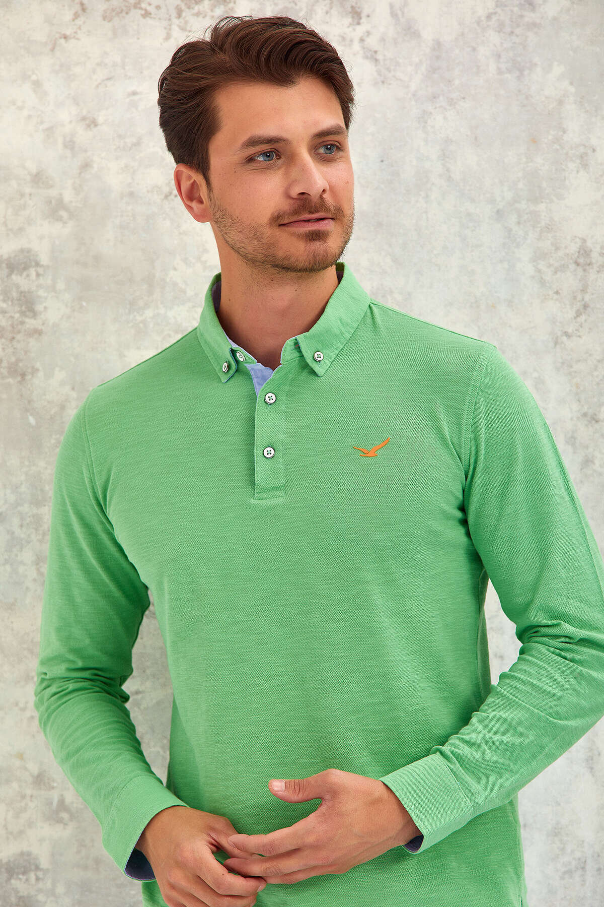 Yeşil %100 Pamuk Uzun Kollu Tişört - 6