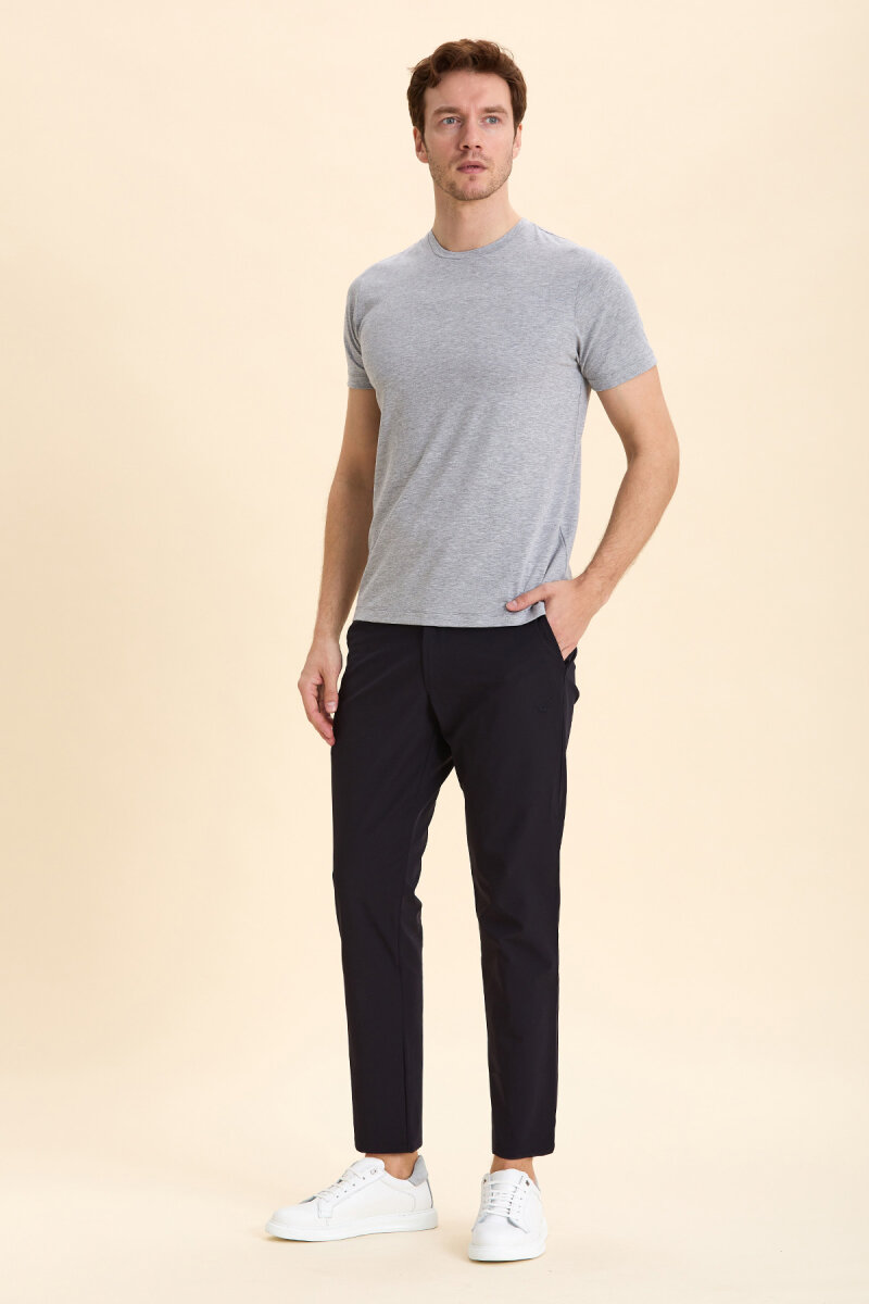 Navy Casual Trousers - 4