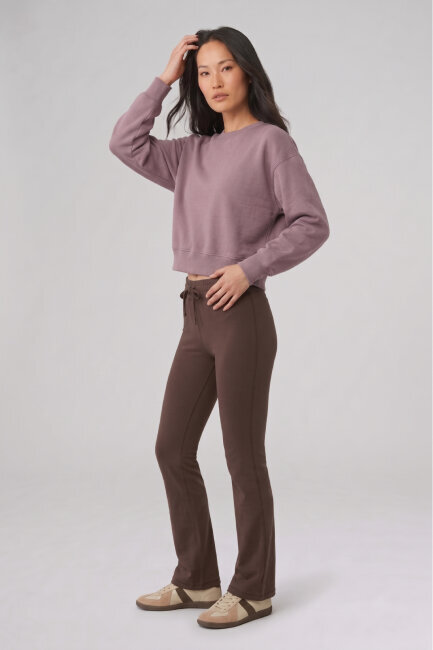 Duman Rengi %100 Pamuk Crop Sweatshirt - 2