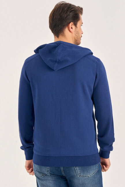 İndigo %100 Pamuk Kapüşonlu Sweatshirt - 4