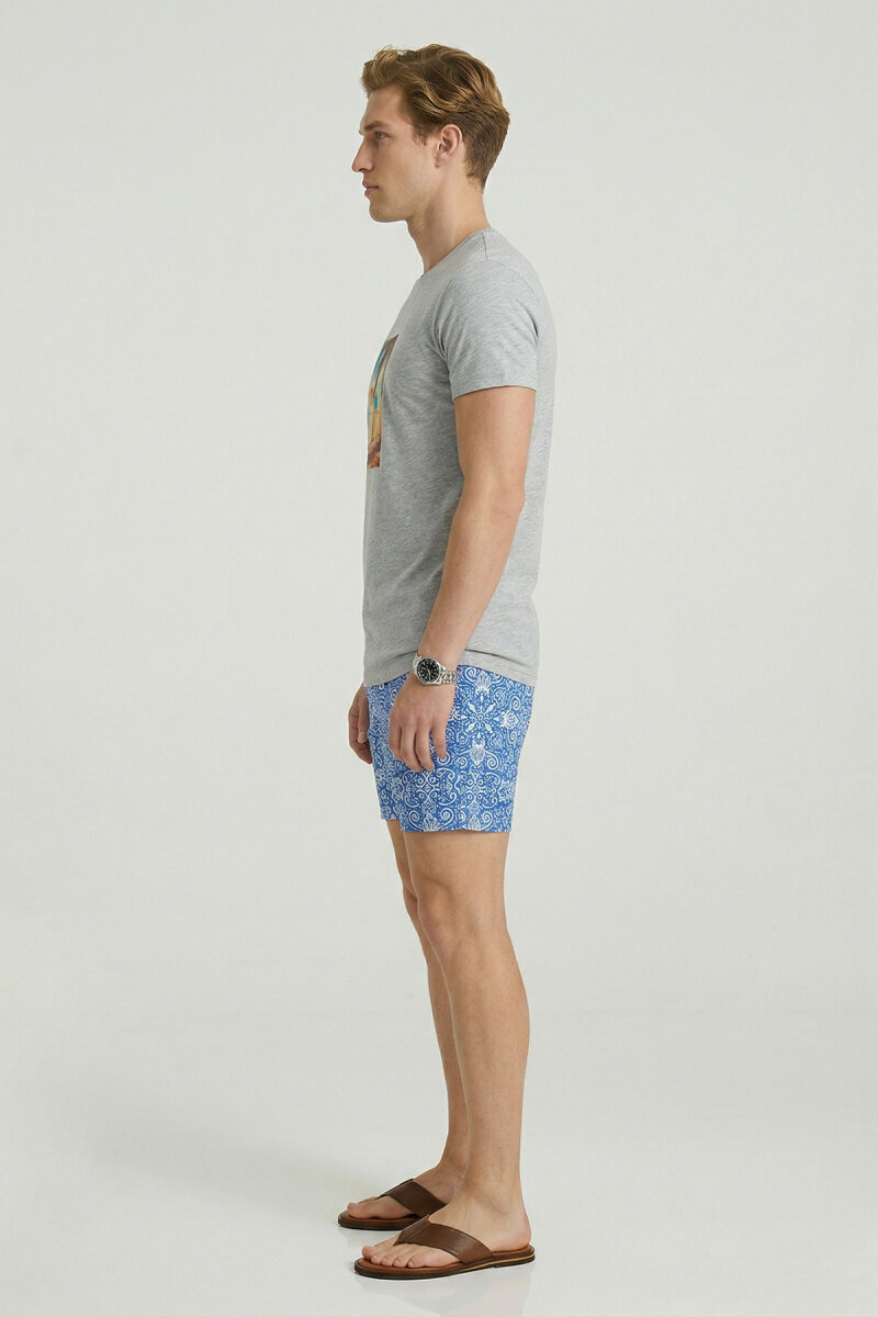 Grey Melange 100% Cotton Printed T-shirt - 4