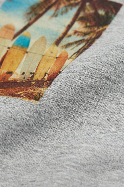 Grey Melange 100% Cotton Printed T-shirt - 3