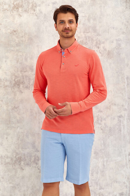 Coral 100% Cotton Long-Sleeve T-Shirt - 1