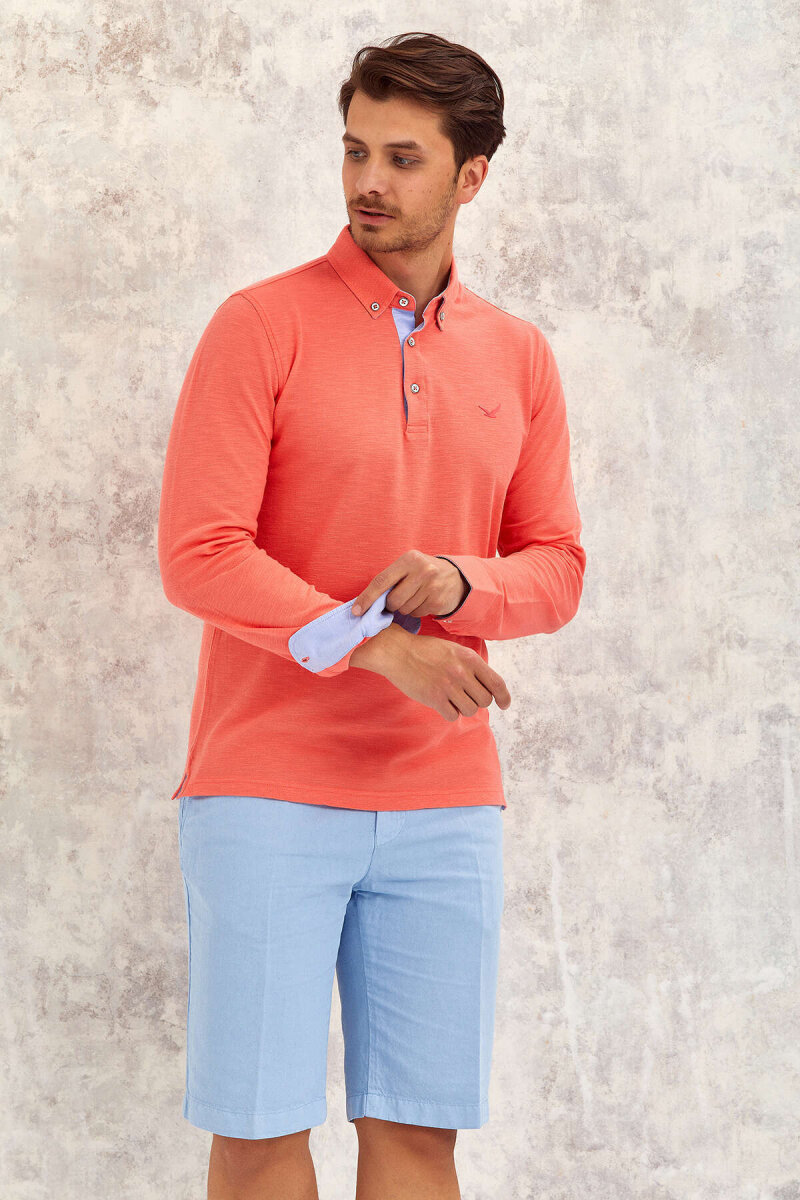 Coral 100% Cotton Long-Sleeve T-Shirt (1)