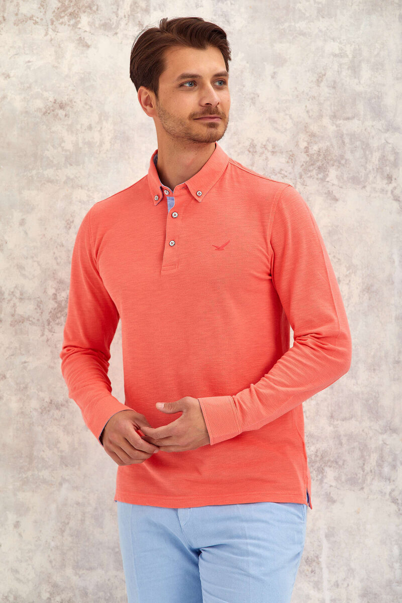 Coral 100% Cotton Long-Sleeve T-Shirt - 3