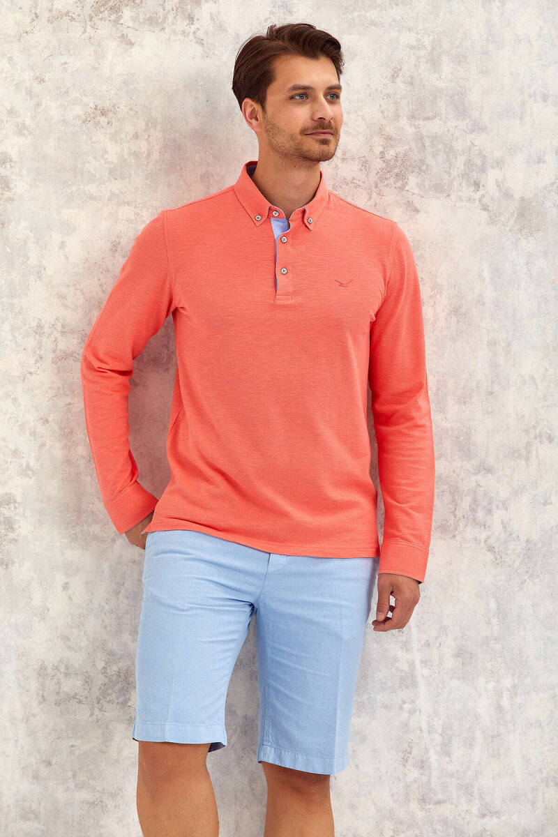 Coral 100% Cotton Long-Sleeve T-Shirt - 4