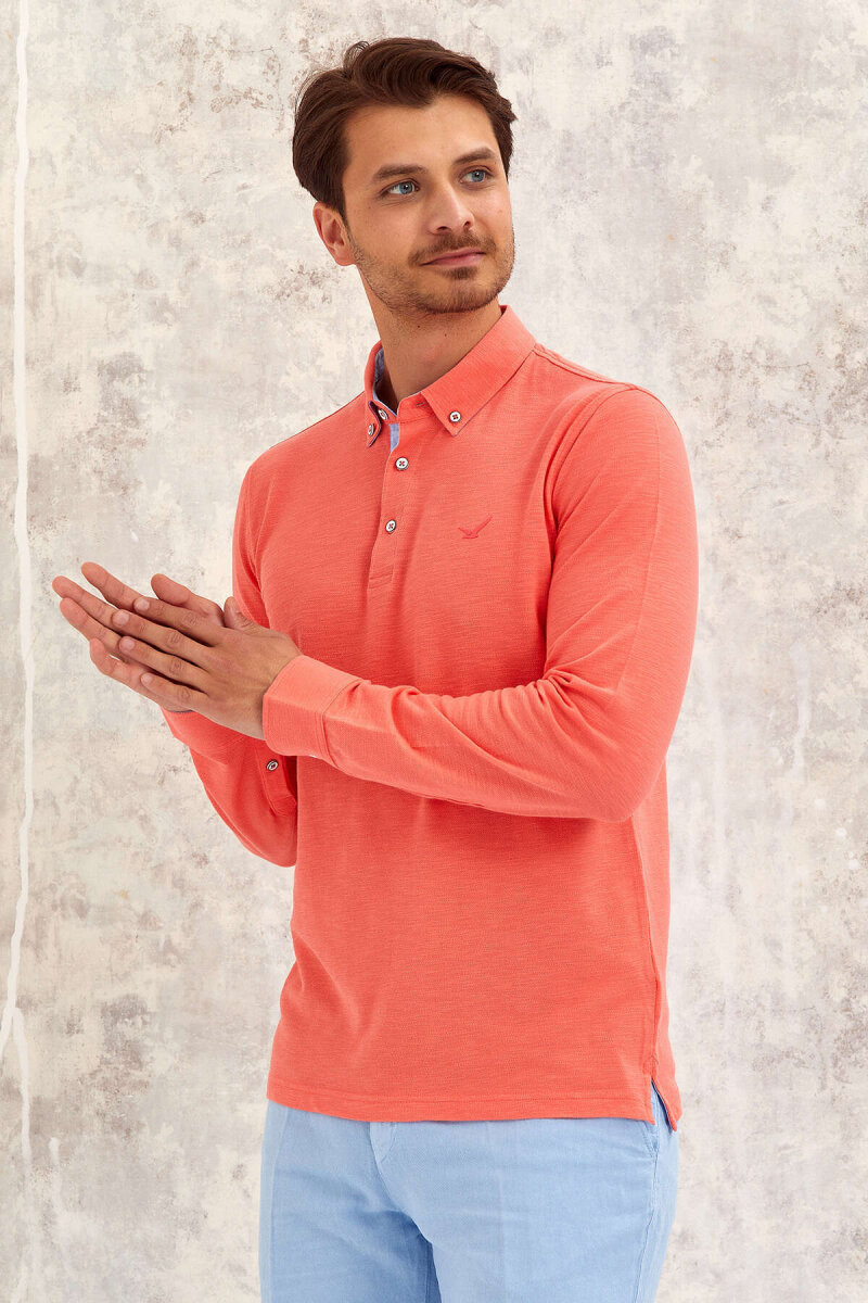 Coral 100% Cotton Long-Sleeve T-Shirt - 6