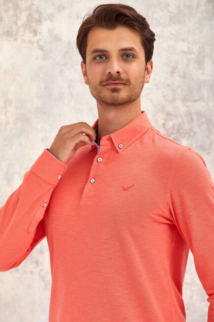 Coral 100% Cotton Long-Sleeve T-Shirt - 7