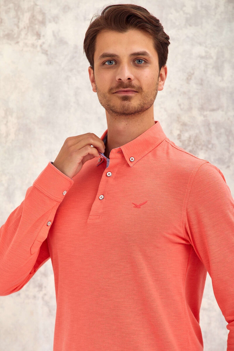 Coral 100% Cotton Long-Sleeve T-Shirt - 7