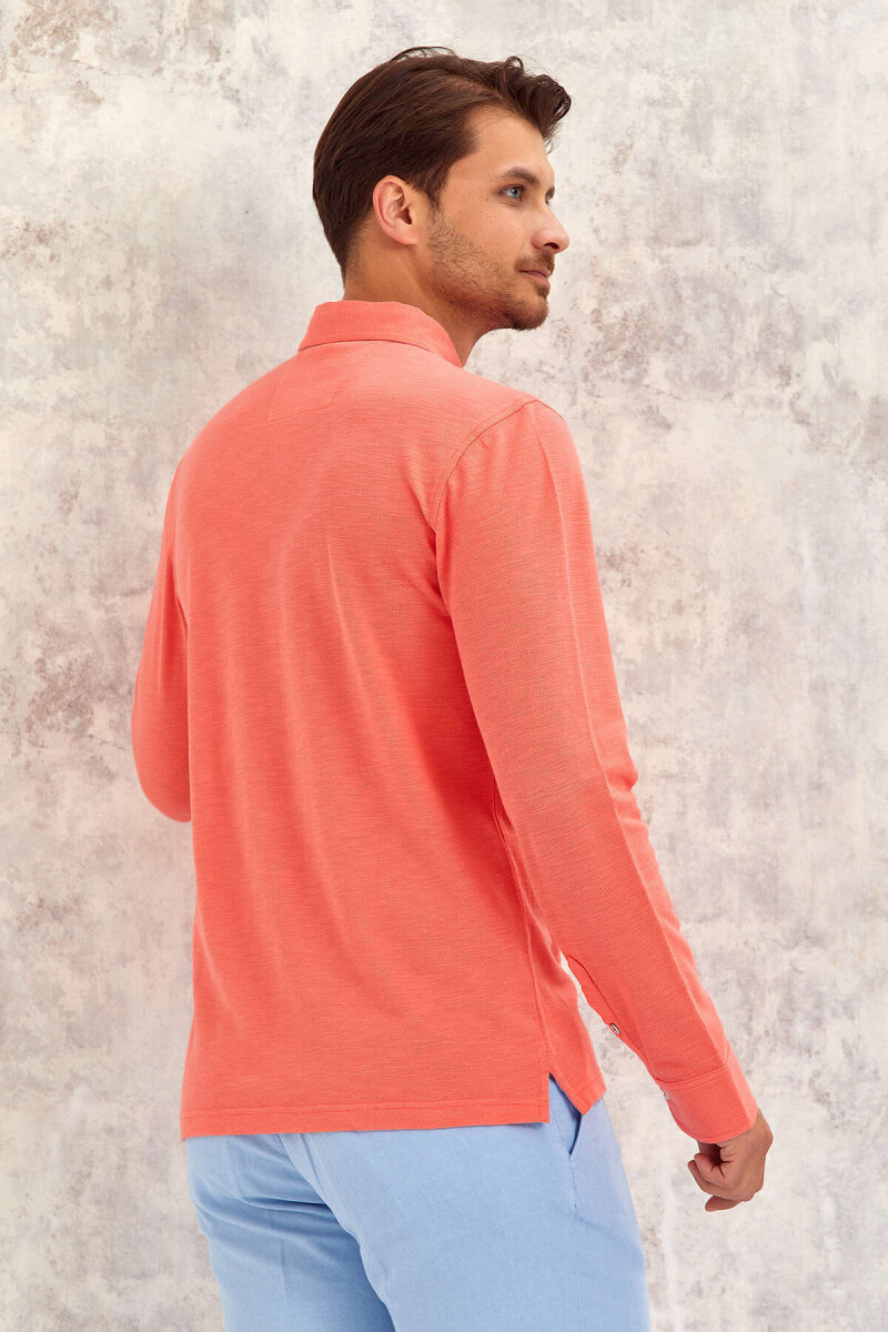 Coral 100% Cotton Long-Sleeve T-Shirt - 8