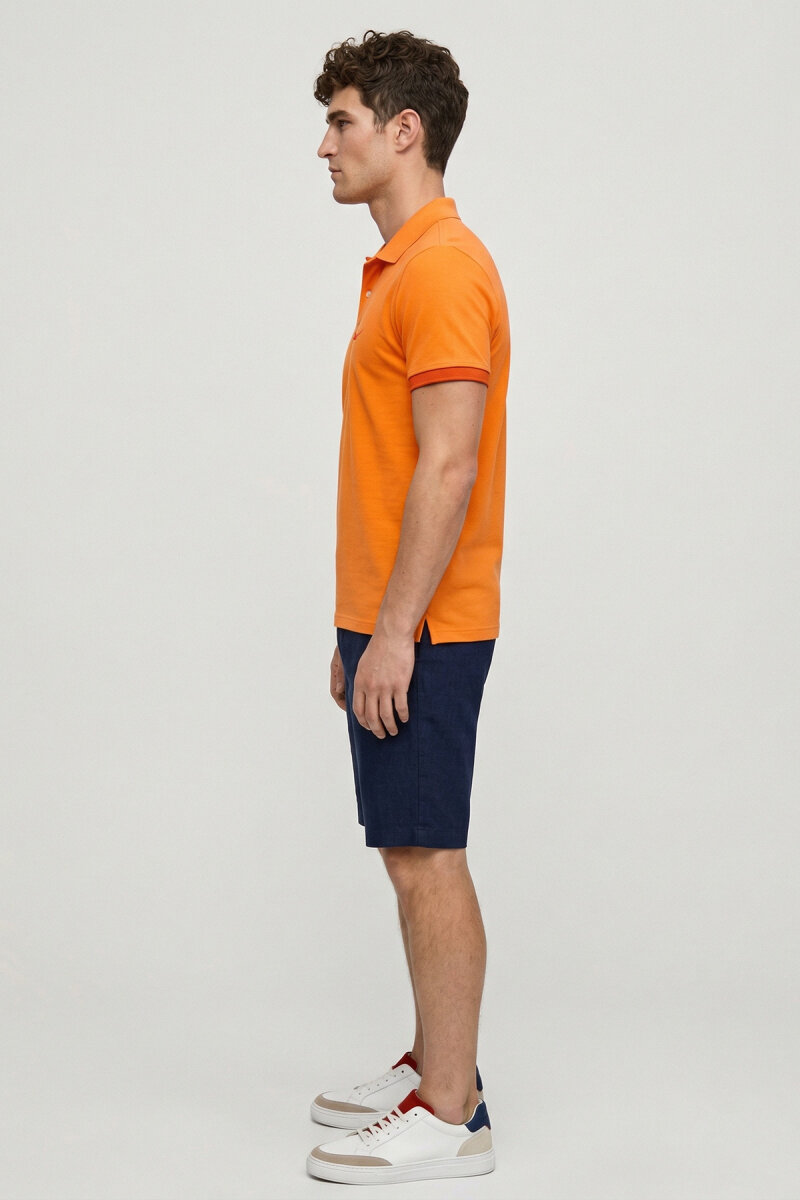 Orange 100% Cotton Polo T-shirt - 4