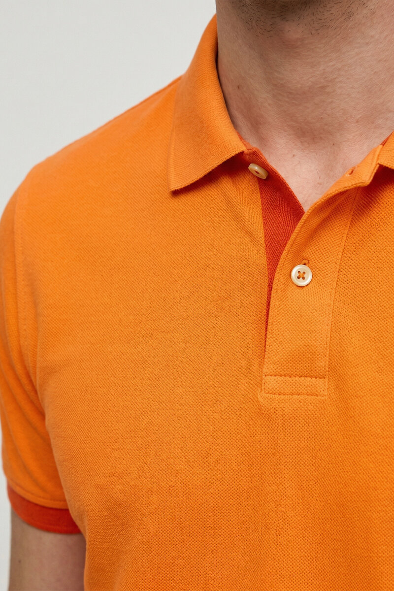 Orange 100% Cotton Polo T-shirt - 3