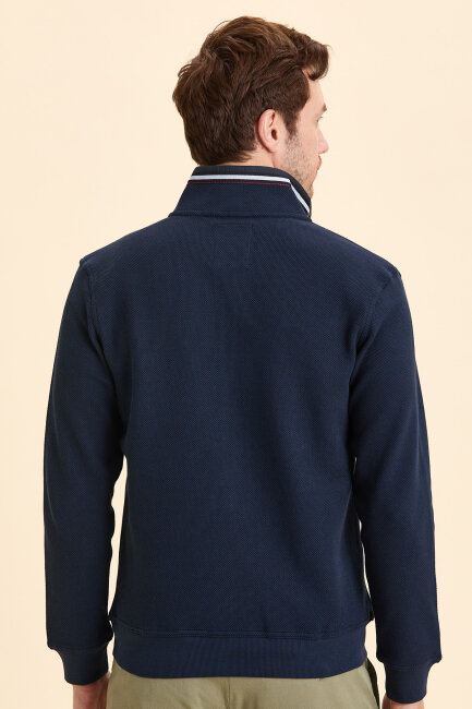 Navy Blue 100% Cotton Embroidered Marine Sport Jacket - 6