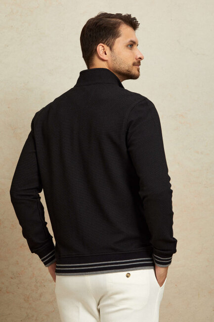 Siyah Pamuklu Sweatshirt - 5
