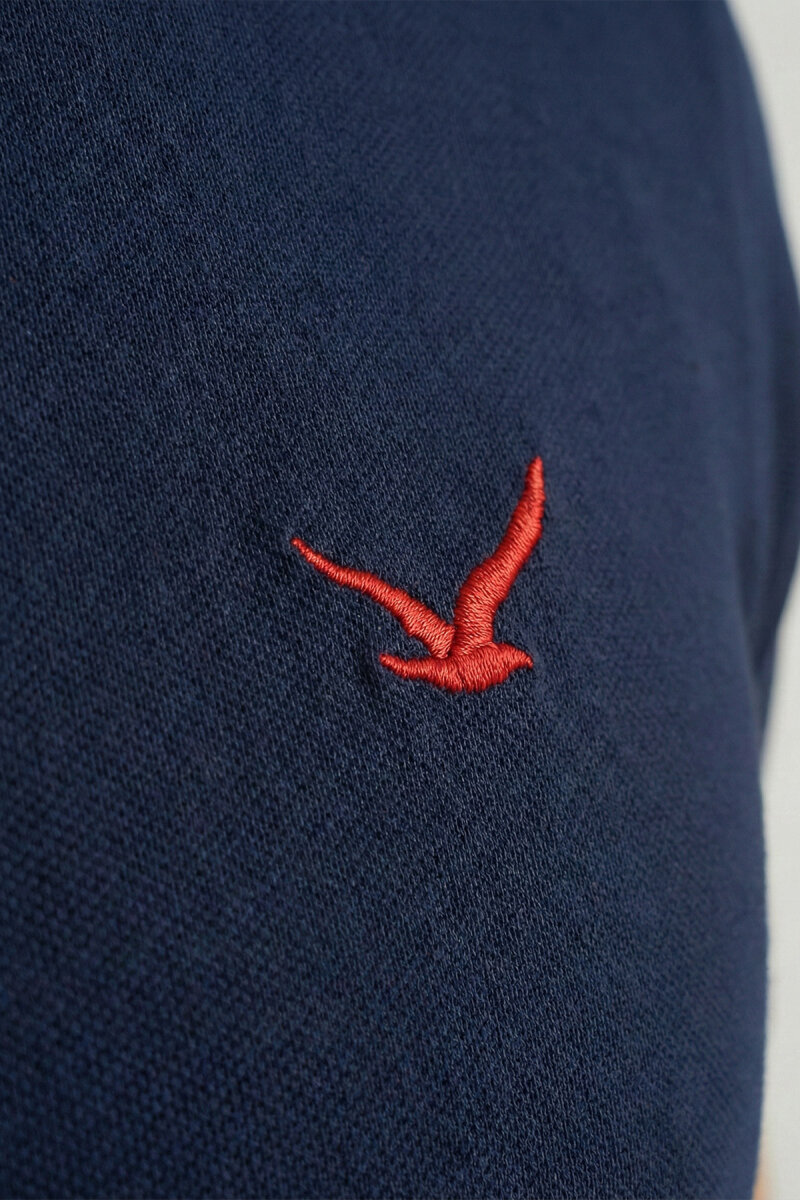 Navy Blue 100% Cotton Polo T-shirt - 3