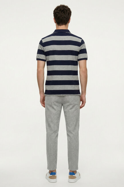 Lacivert - Gri Polo Tişört - 6